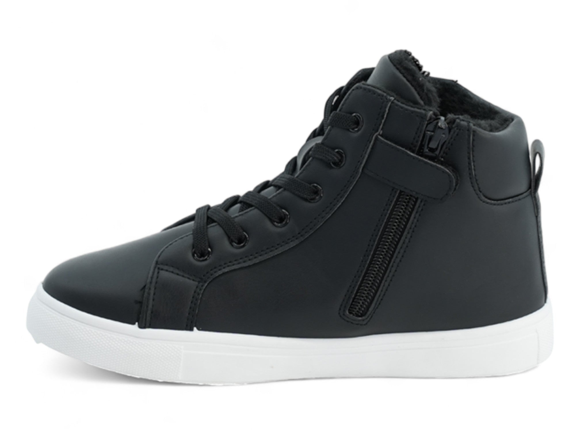 Boys` Black Fleece Lined High Top Sneaker