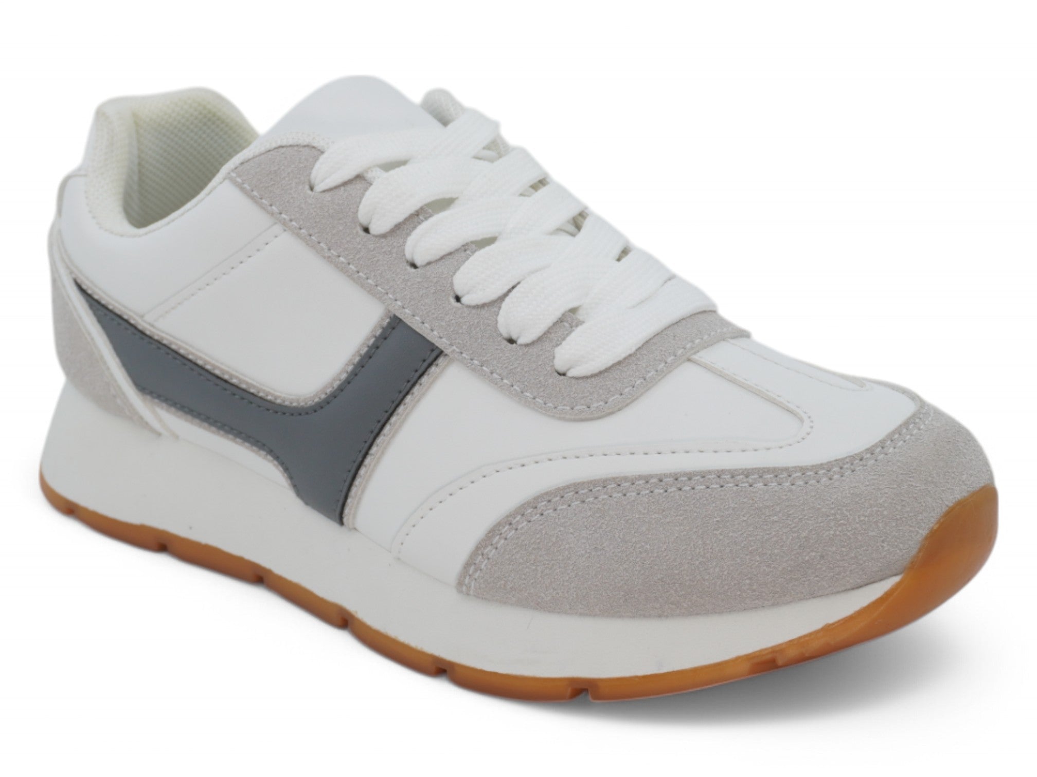 Boys` Gray Microsuede Sneaker