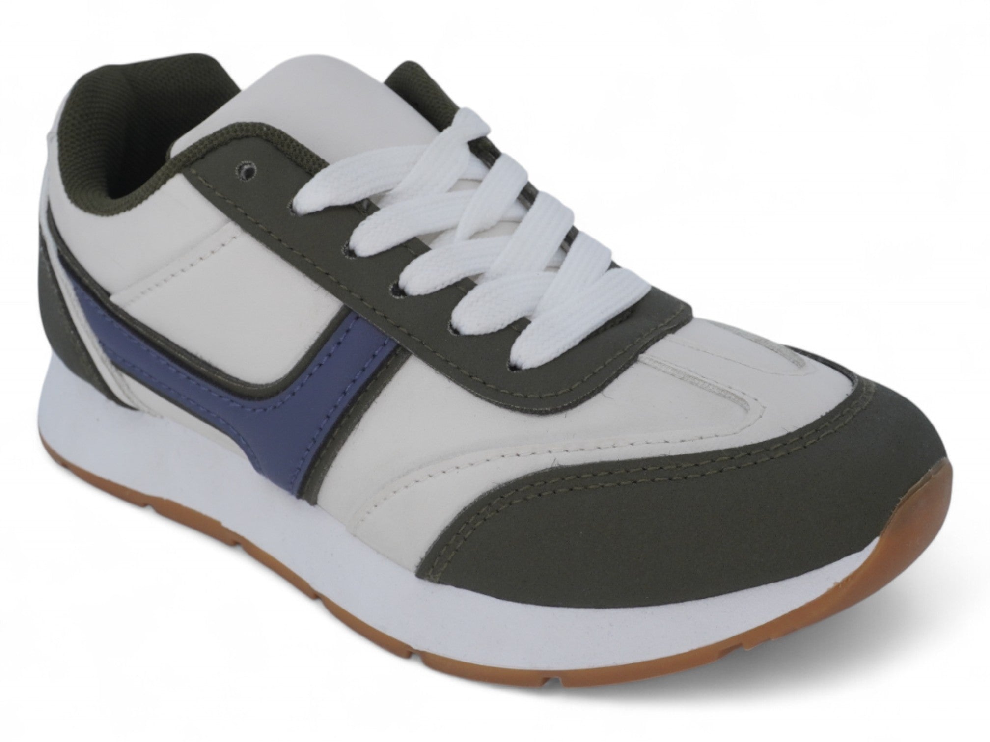 Boys` Blue & Green Faux Suede Sneaker