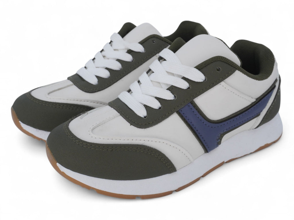 Boys` Blue & Green Faux Suede Sneaker