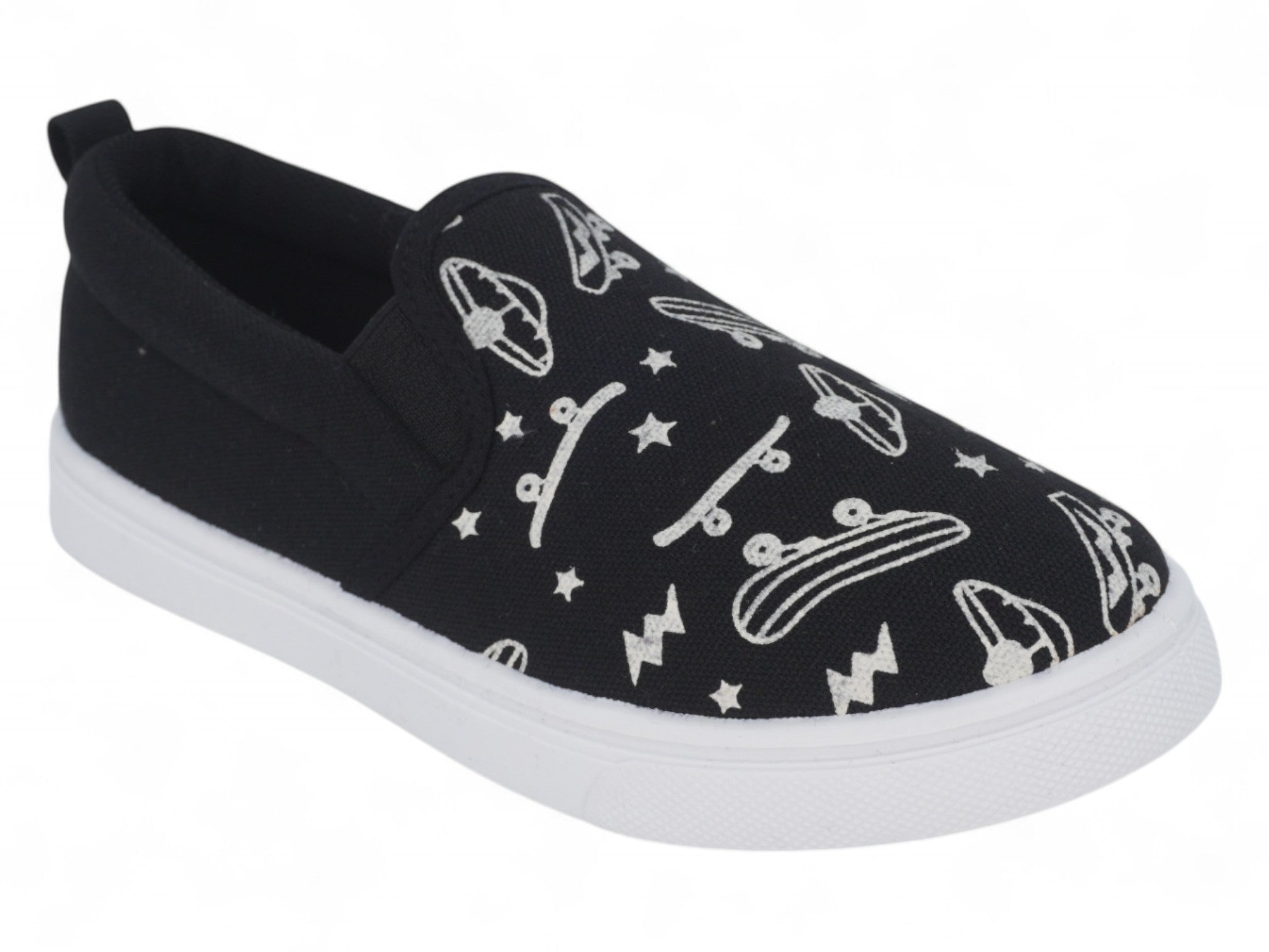 Boys` Black Skater Canvas Slip On