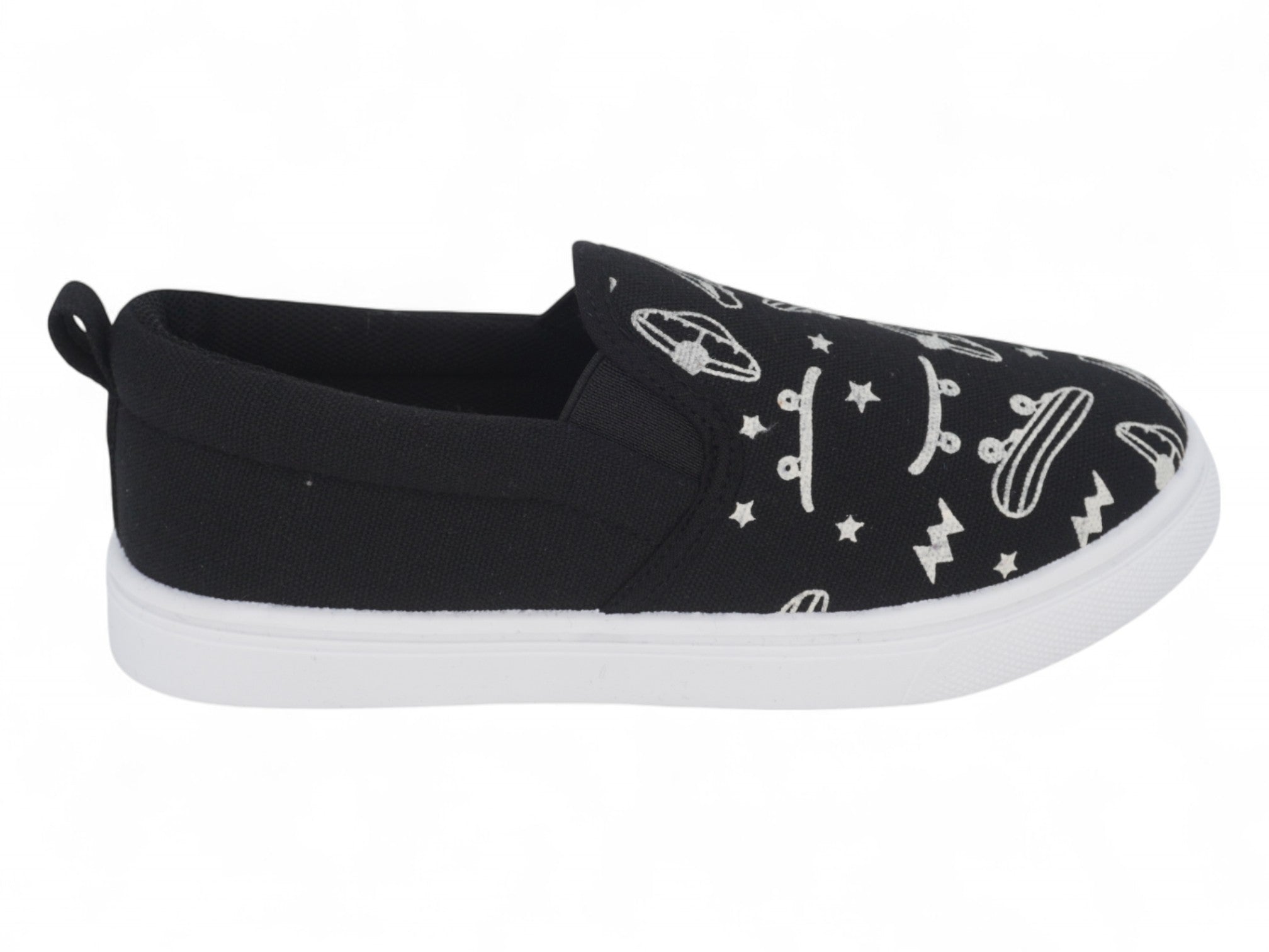 Boys` Black Skater Canvas Slip On
