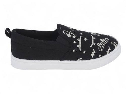 Boys` Black Skater Canvas Slip On