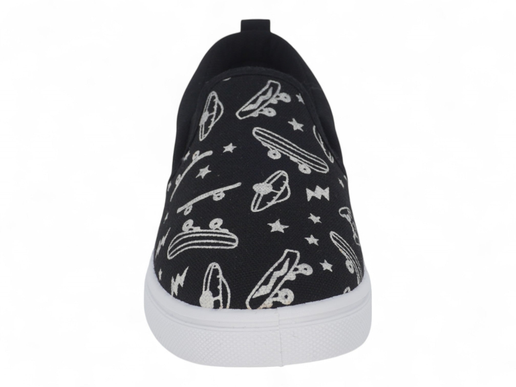 Boys` Black Skater Canvas Slip On