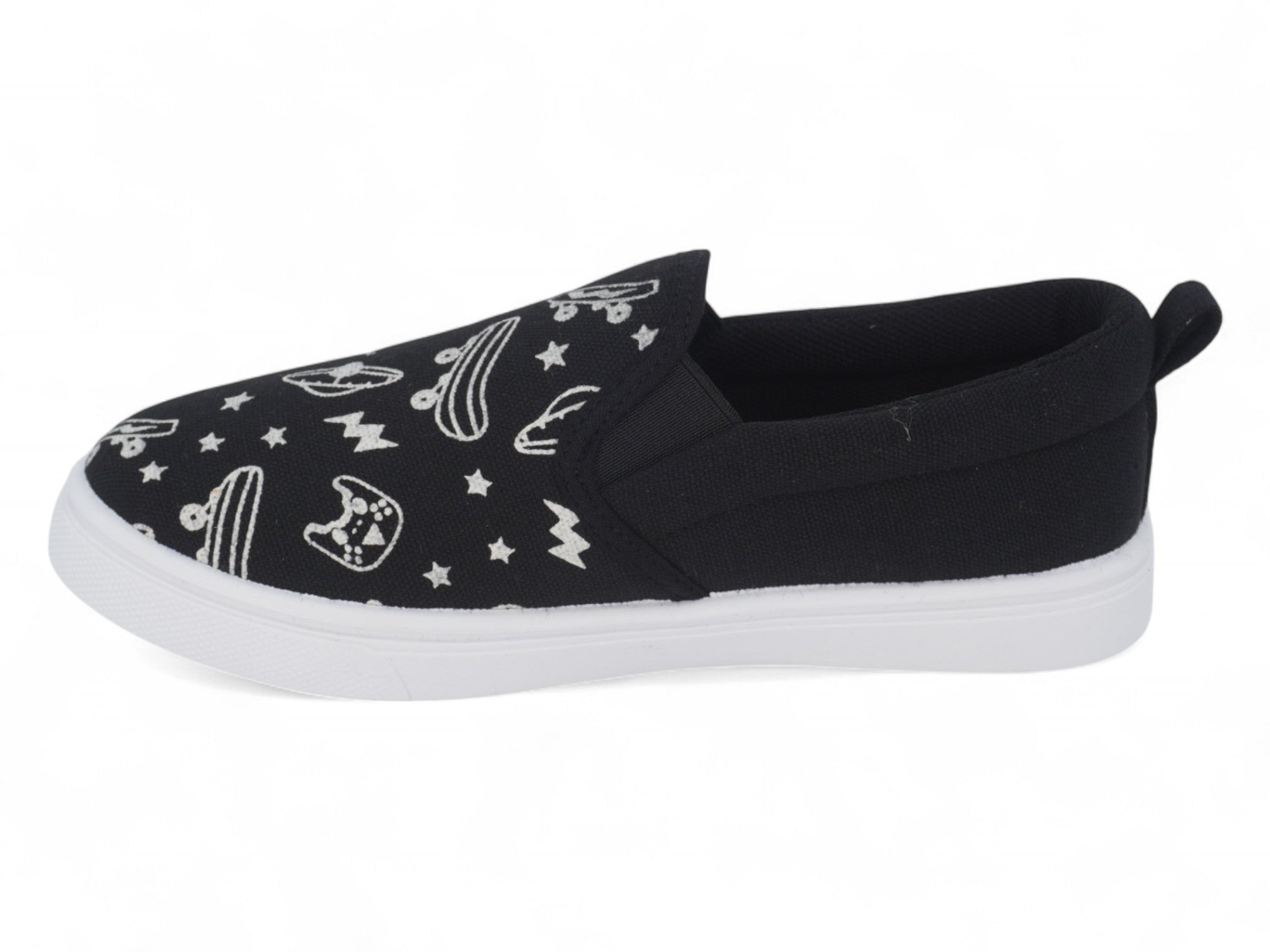 Boys` Black Skater Canvas Slip On