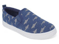 Boys` Blue Shark Canvas Slip On