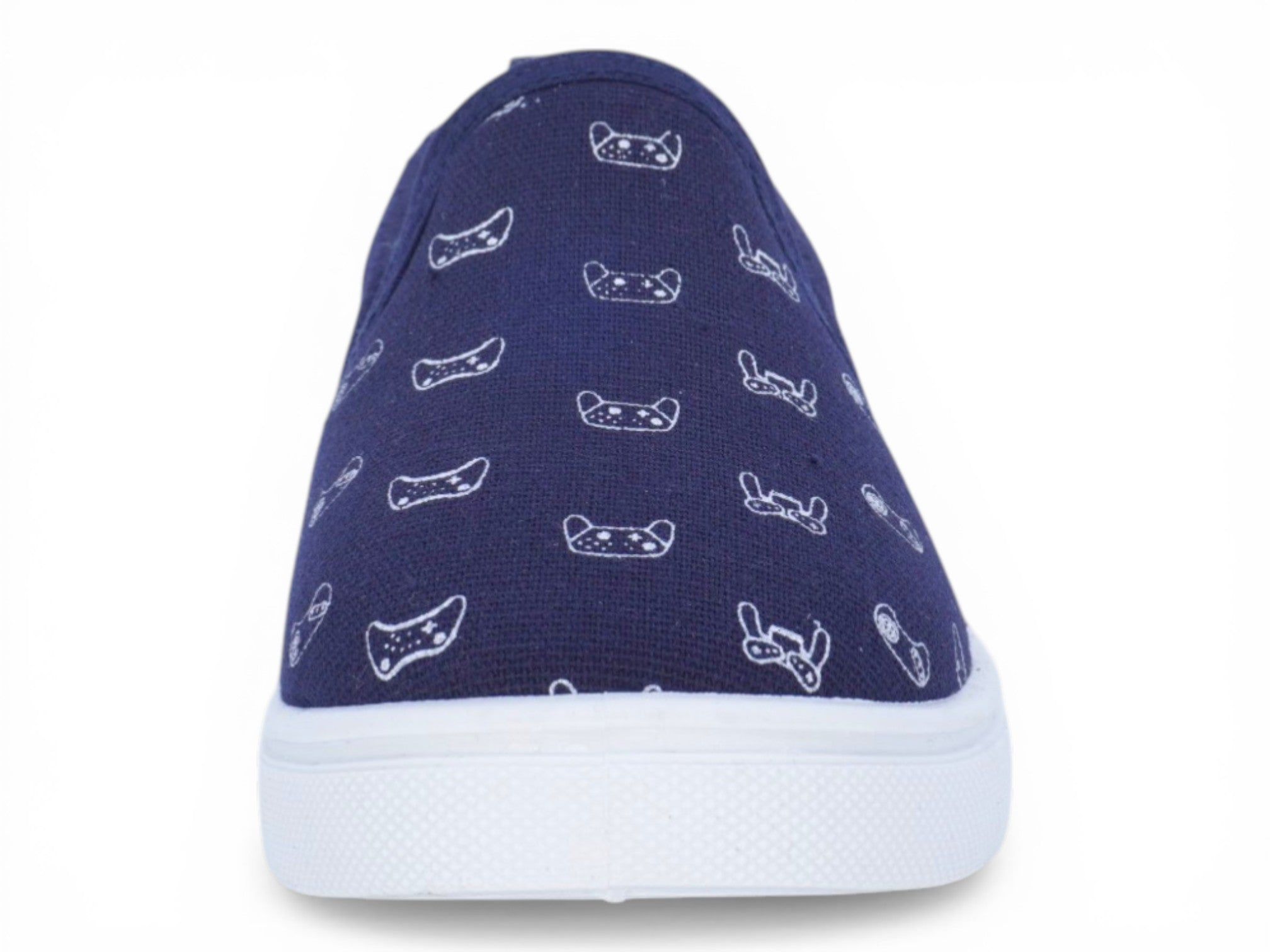 Boys` Navy Gamer Canvas Slip On