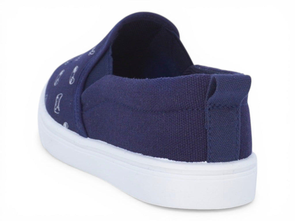 Boys` Navy Gamer Canvas Slip On